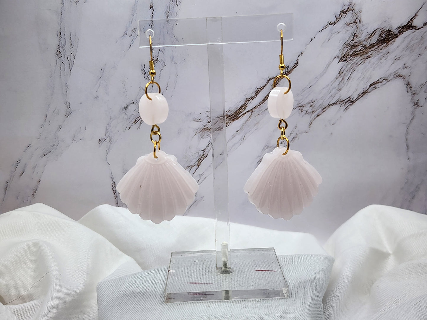 Mother of Pearl Inspired Shell Dangle Earrings