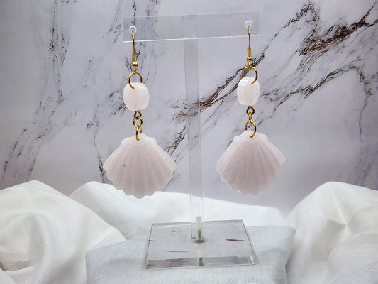 Mother of Pearl Inspired Shell Dangle Earrings