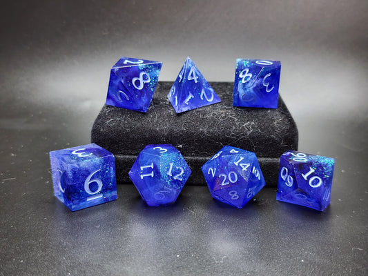 Blue and White Wisps Dice Set