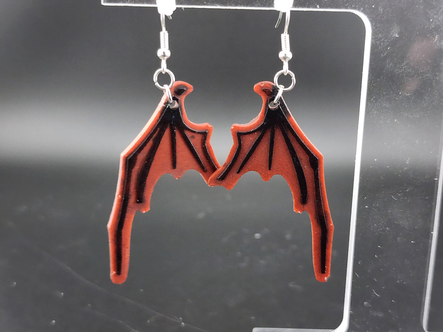 Red and Black Dragon Wing Earrings