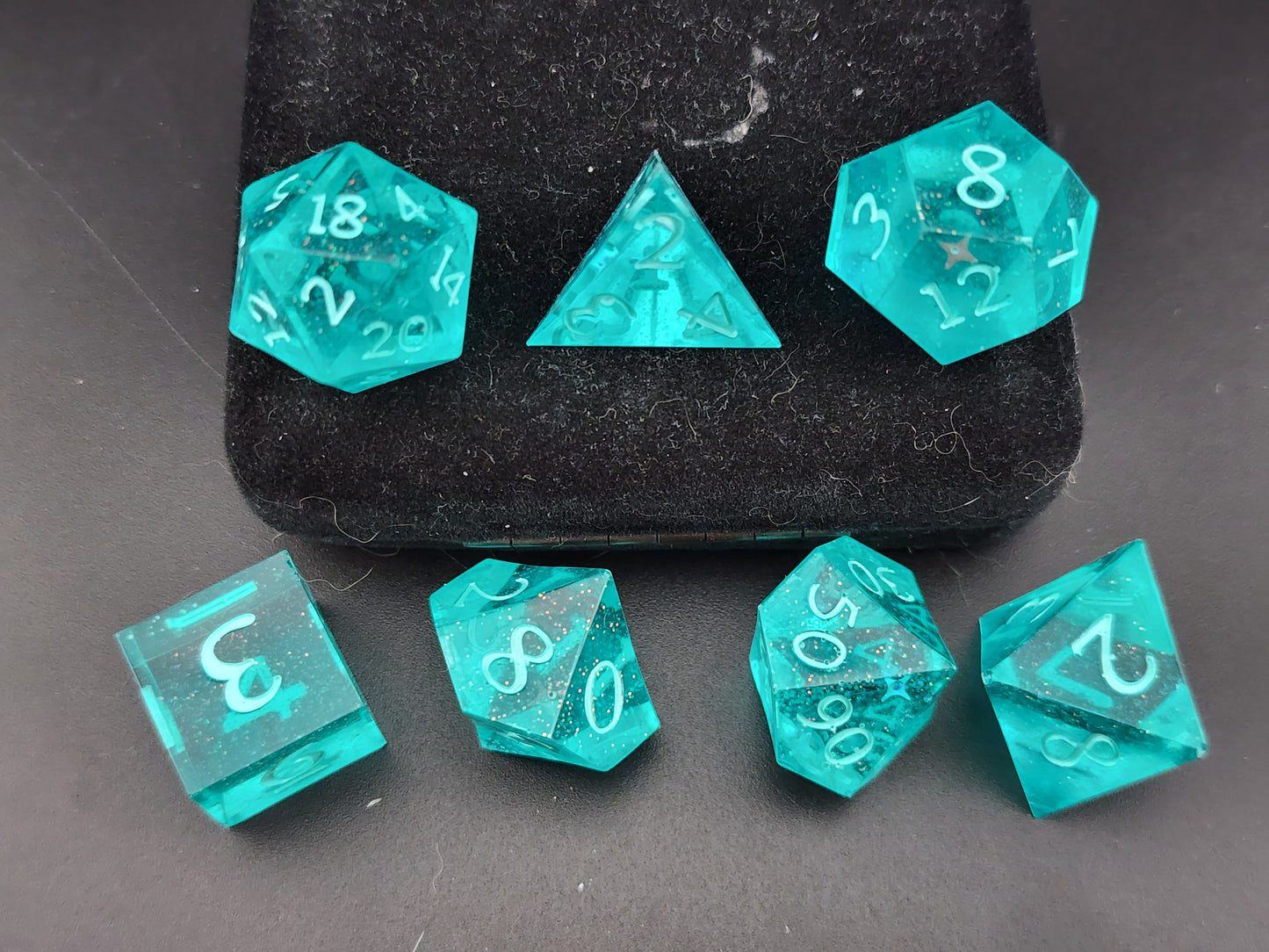 Teal Sparkle Dice Set