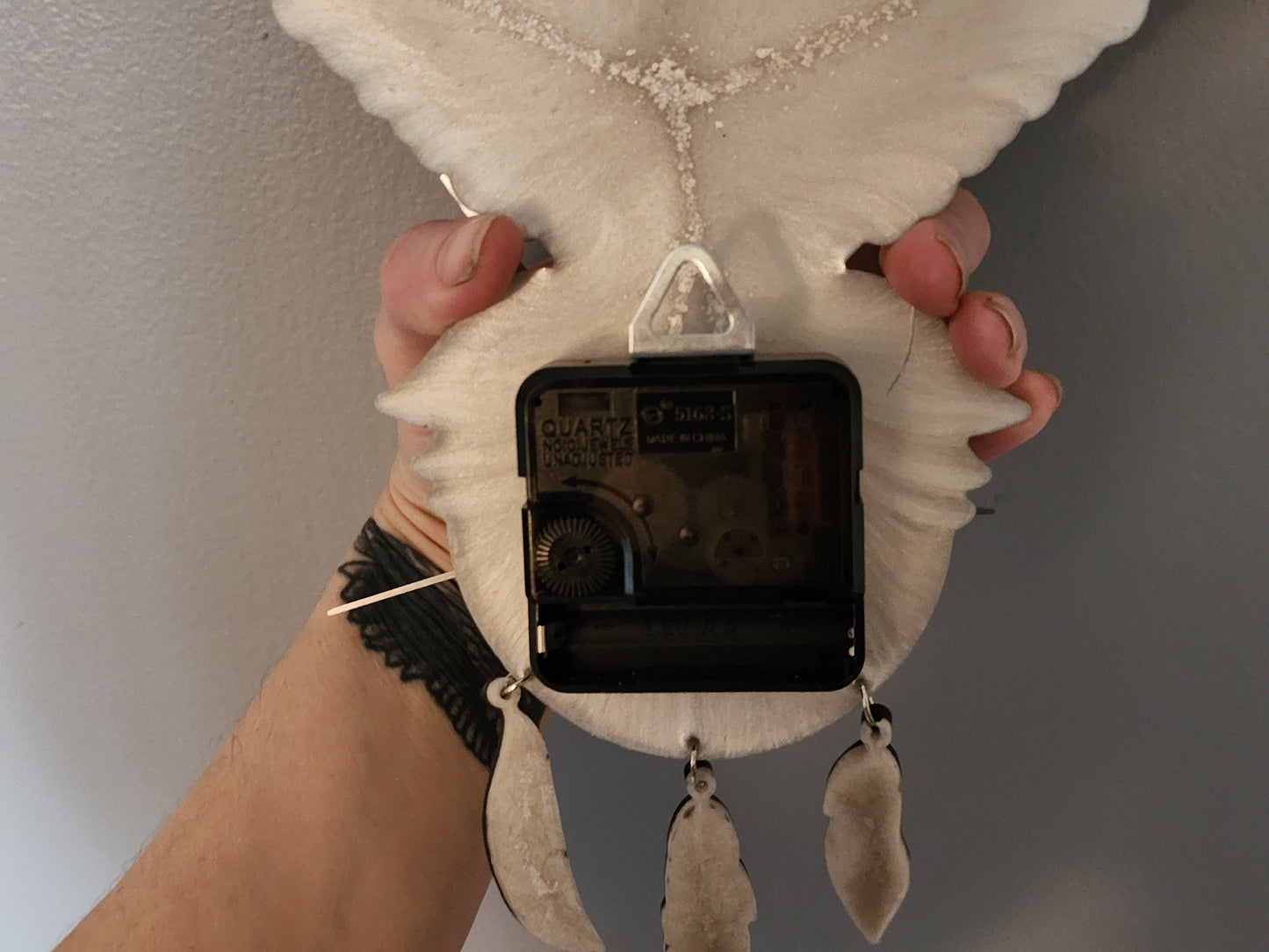 Ornate Owl Clock White and Black