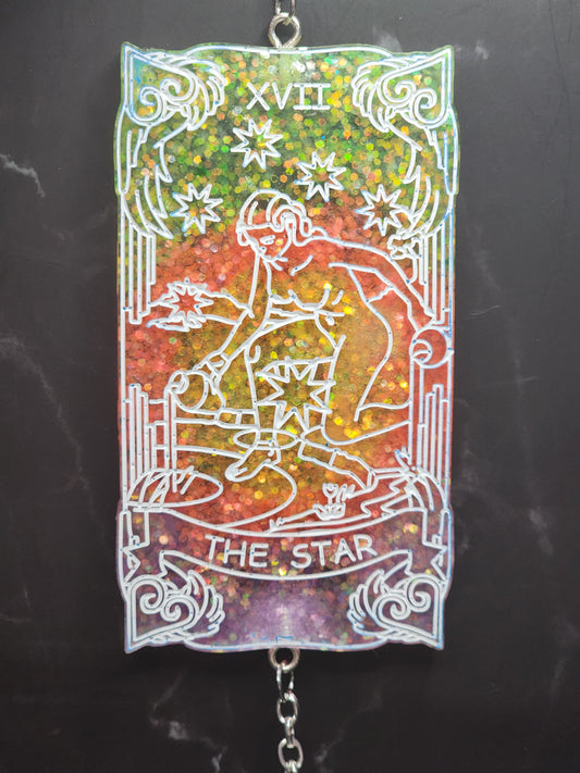 Hanging Tarot Card - The Star (Neon)