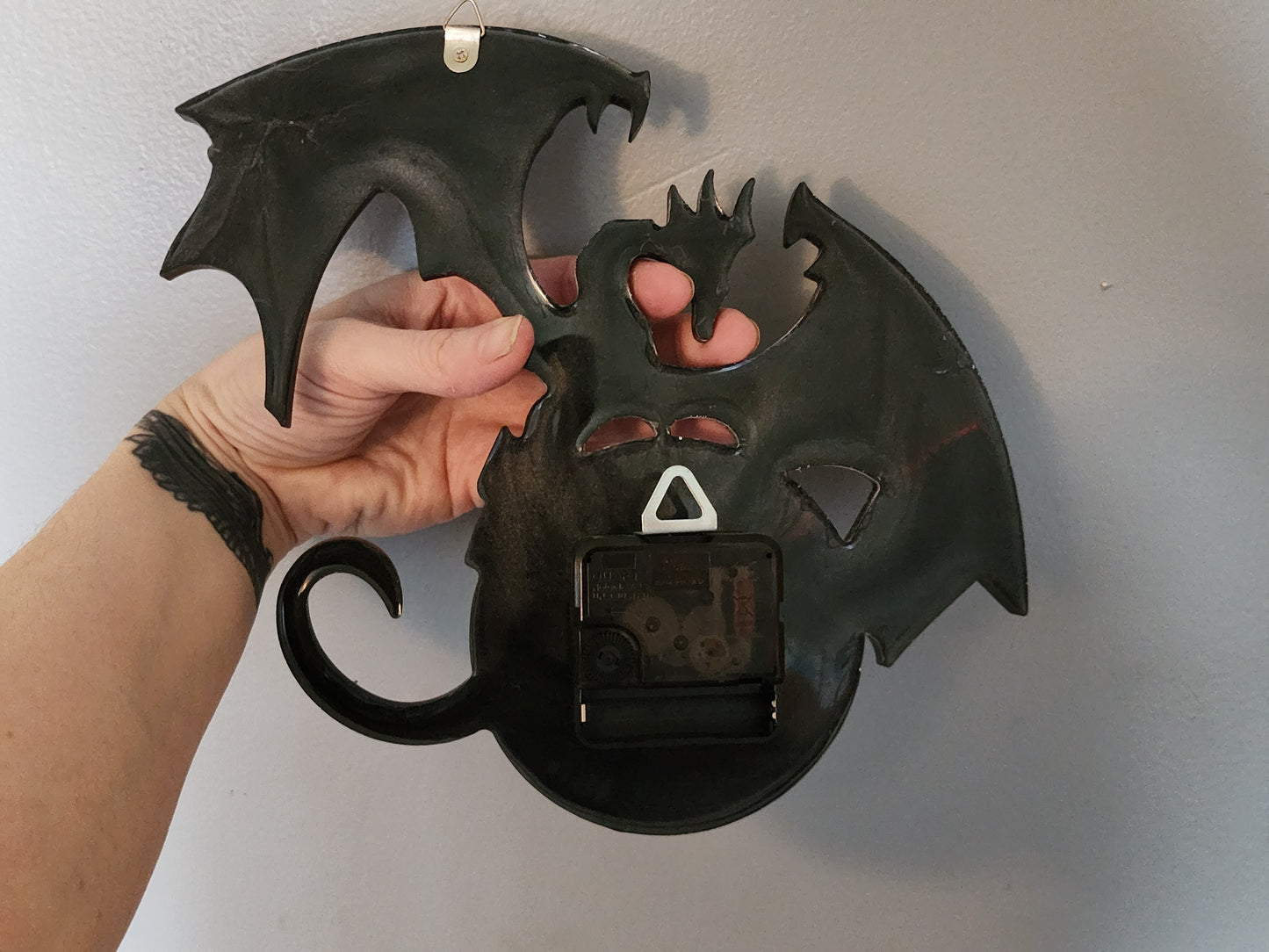 Flying Dragon Silhouette Clock Black