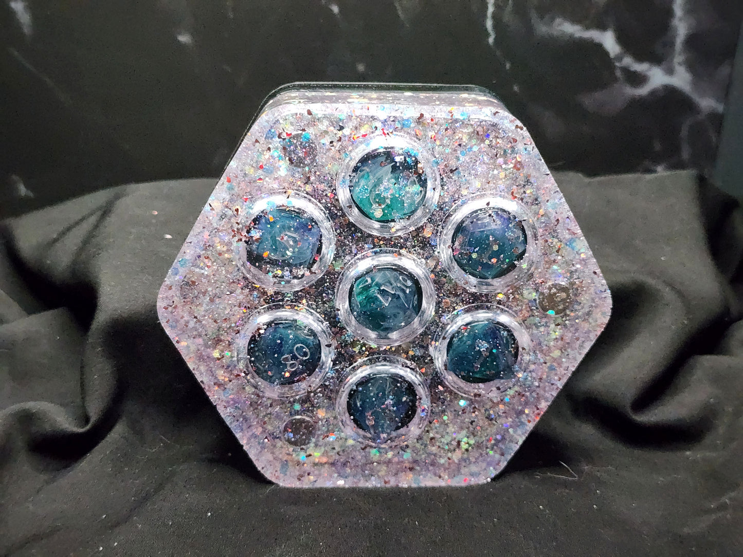 Hexagon Dice Box - Opal Glitter