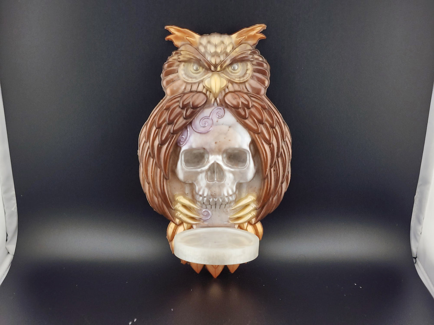 Owl Holding Skull Tealight Holder