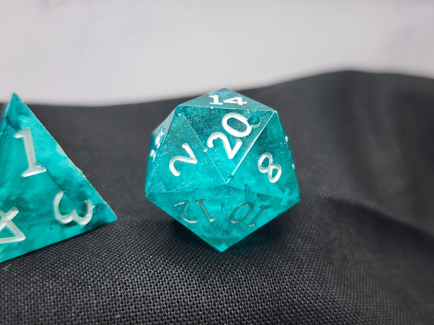 Iridescent Teal Shimmer Dice Set