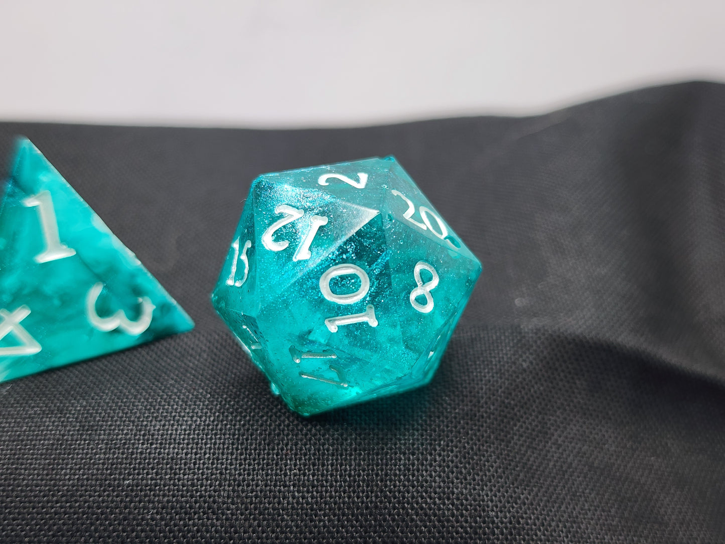 Iridescent Teal Shimmer Dice Set