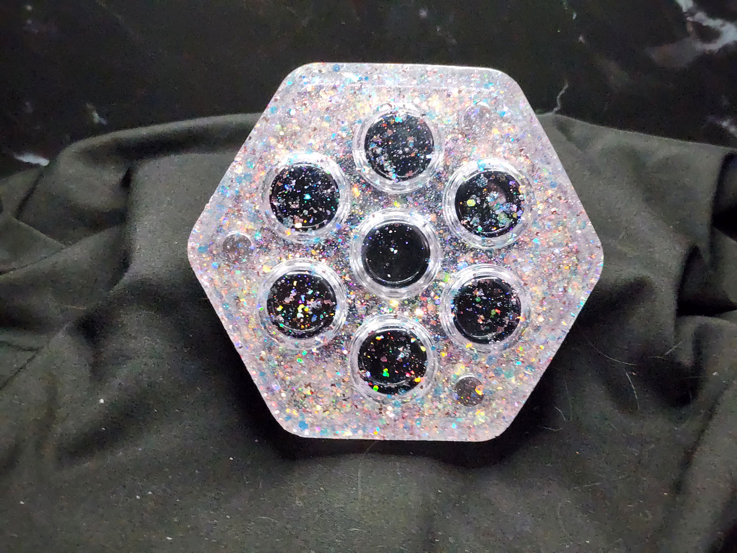 Hexagon Dice Box - Opal Glitter