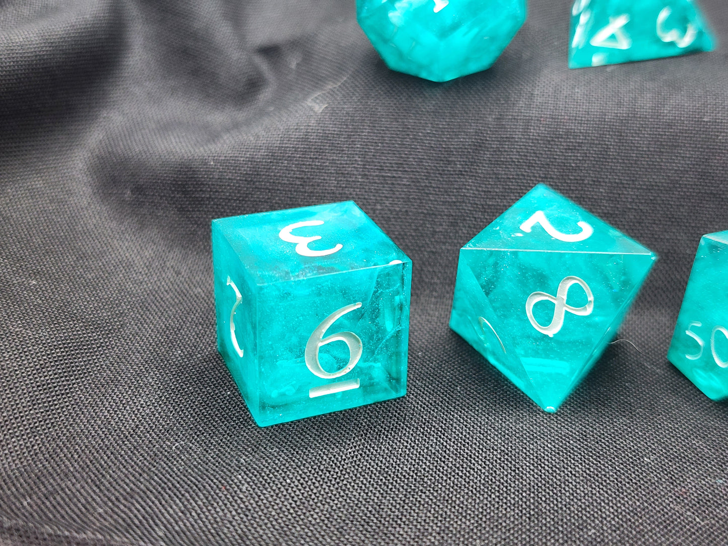 Iridescent Teal Shimmer Dice Set