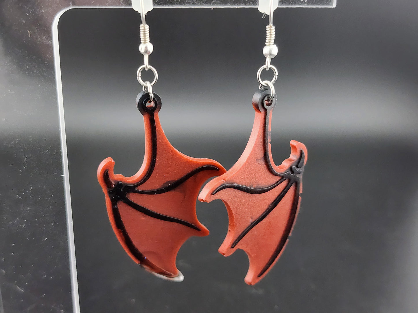 Red and Black Dragon Wing Earrings