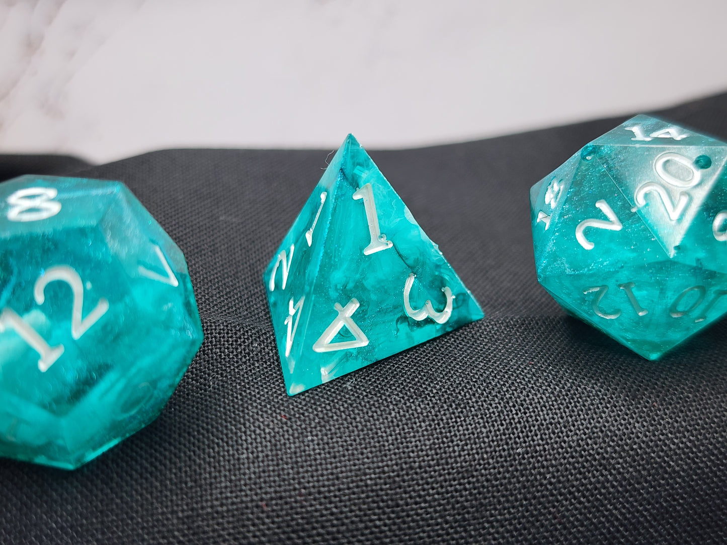 Iridescent Teal Shimmer Dice Set