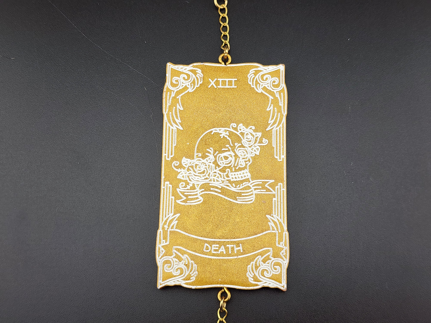 Death Gold Hanging Tarot Card