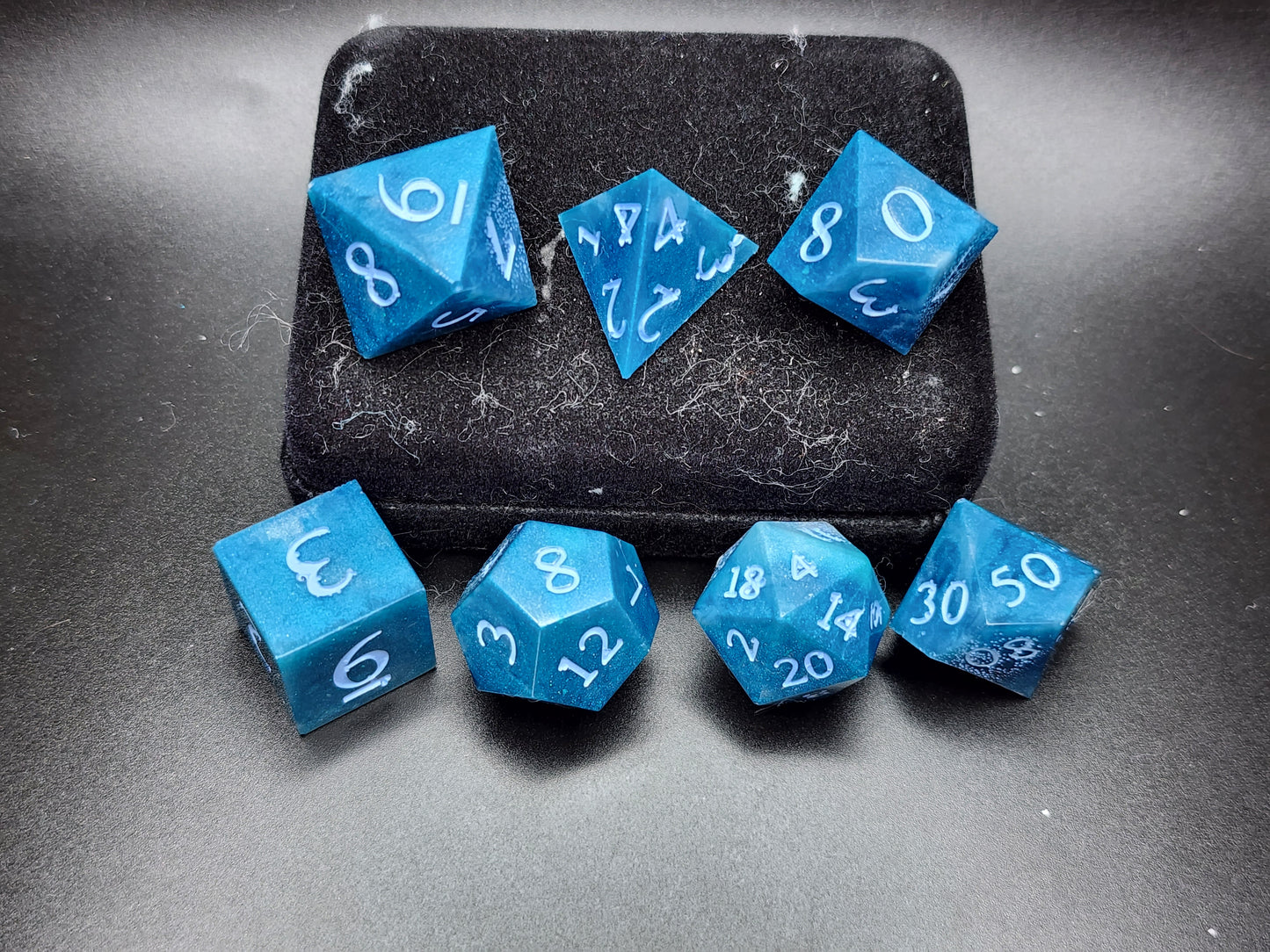 Marbled Blue Pearl Dice Set