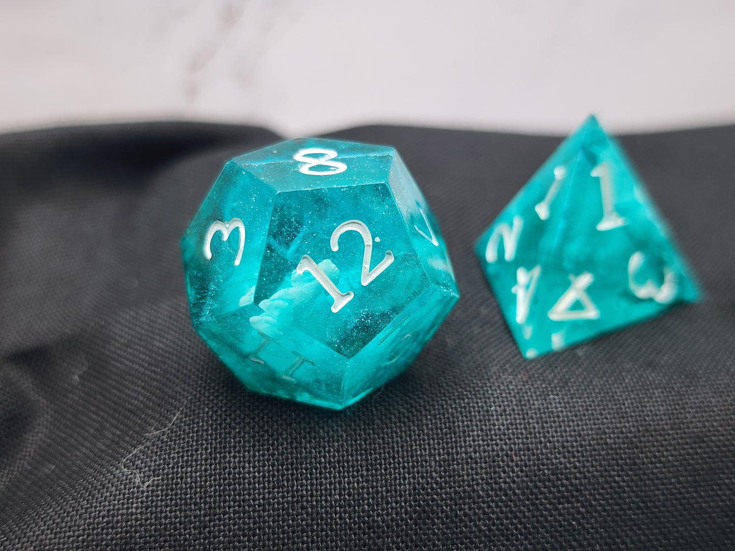 Iridescent Teal Shimmer Dice Set