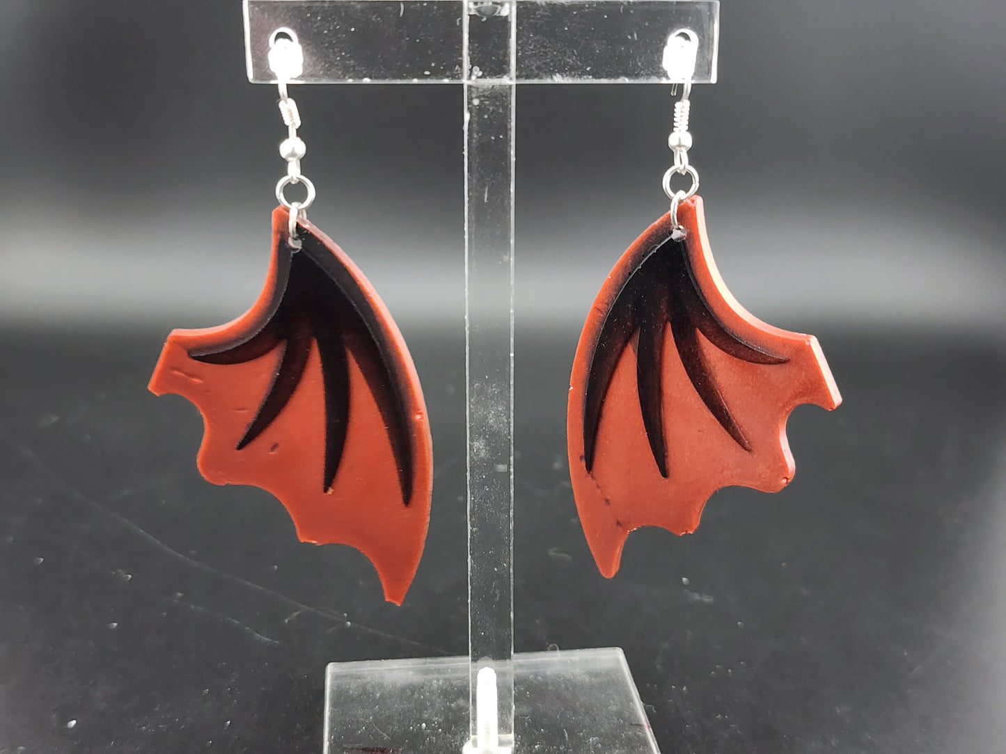 Red and Black Dragon Wing Earrings