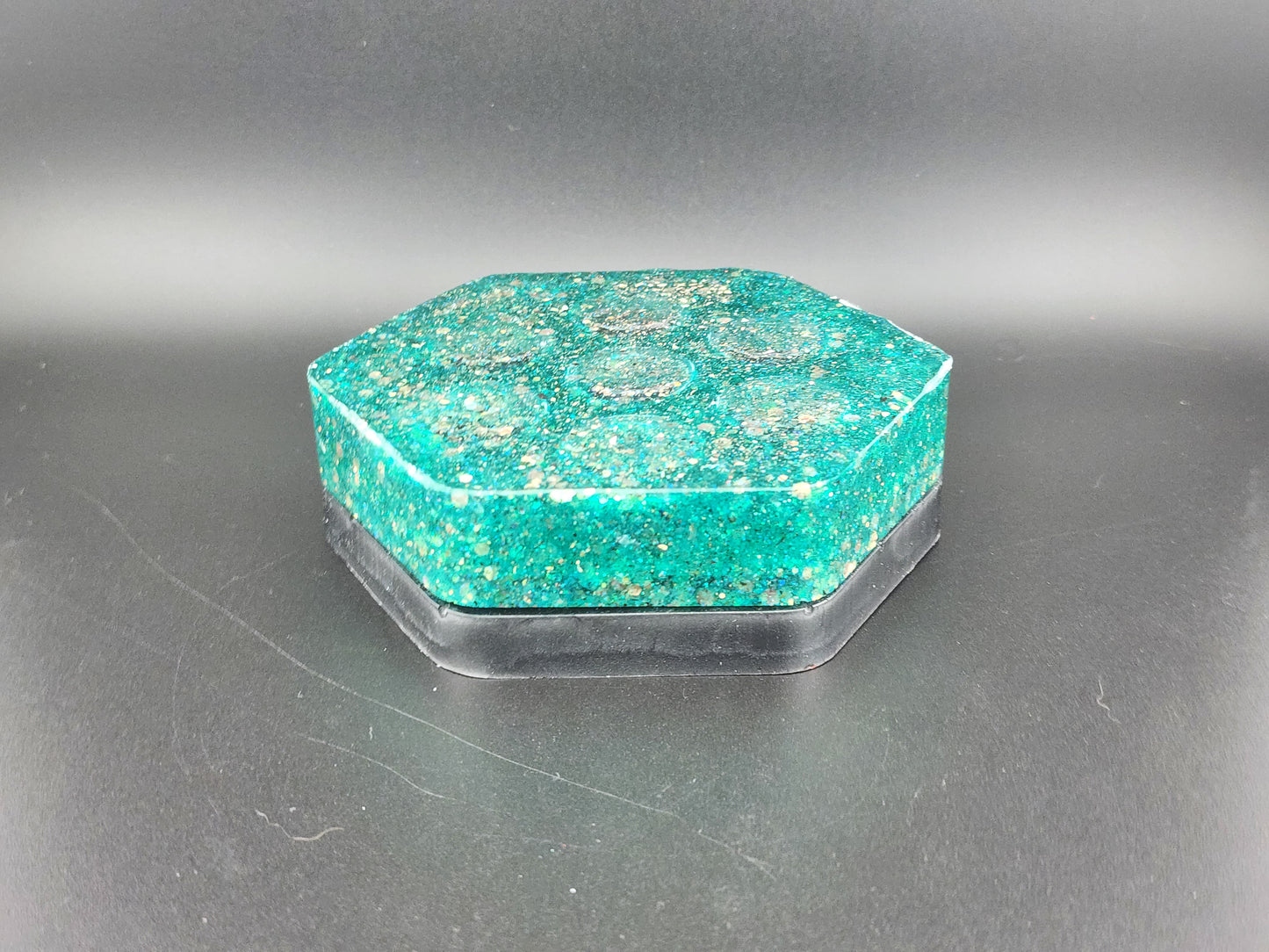 Hexagon Dice Box - Green Glitter