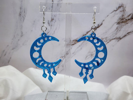 Crescent Moon Phase Dangle Earrings