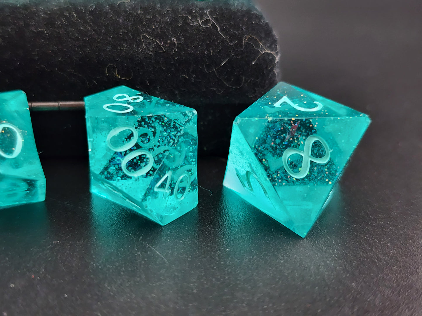 Teal Sparkle Dice Set