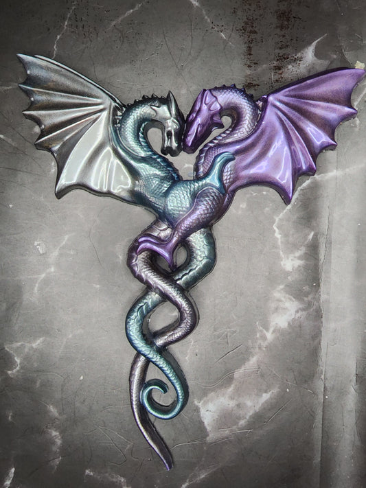 Intertwined Dragons in Love Wall Art