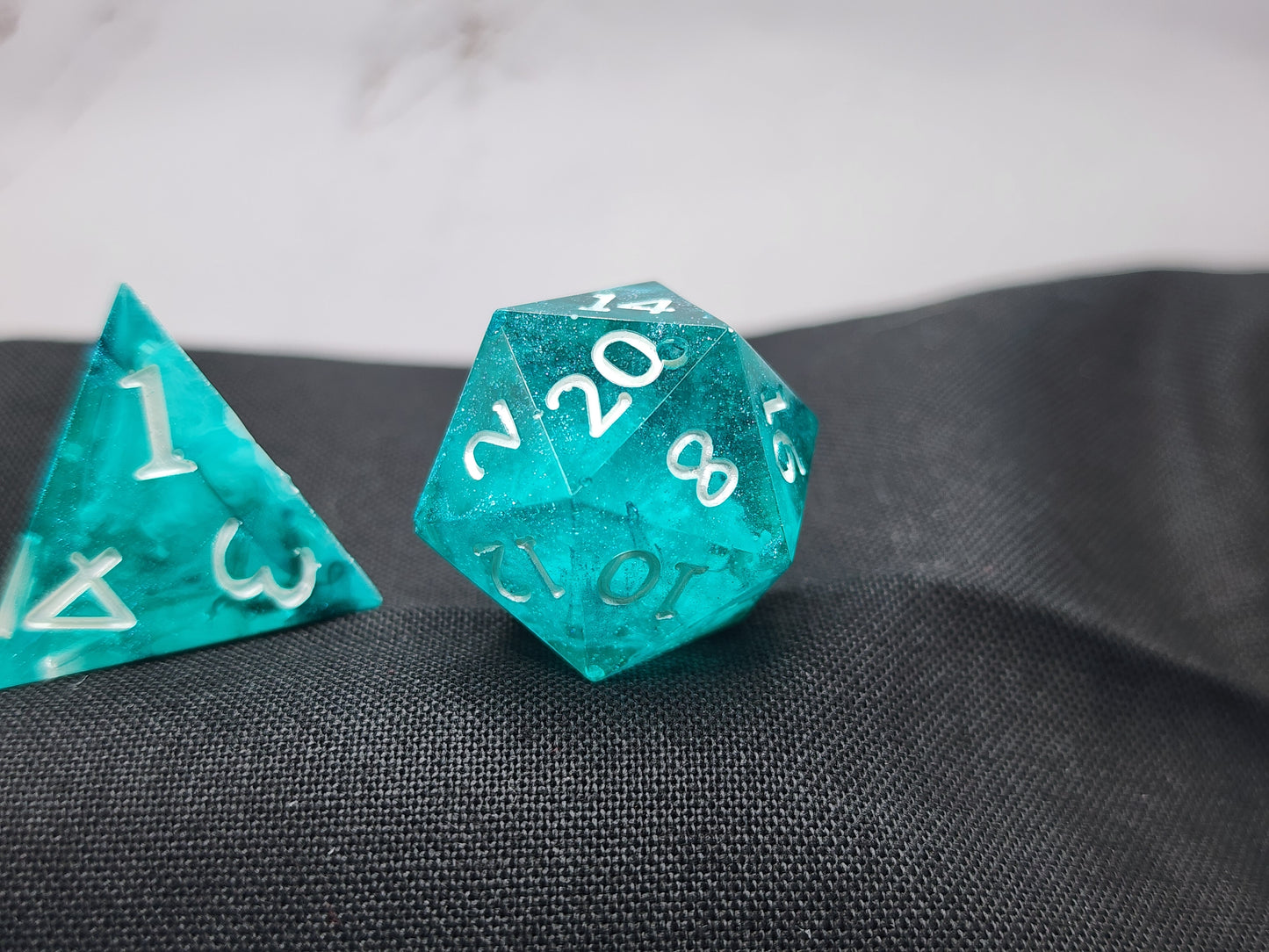 Iridescent Teal Shimmer Dice Set