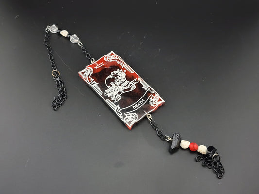 Death Red and Black Hanging Tarot Card