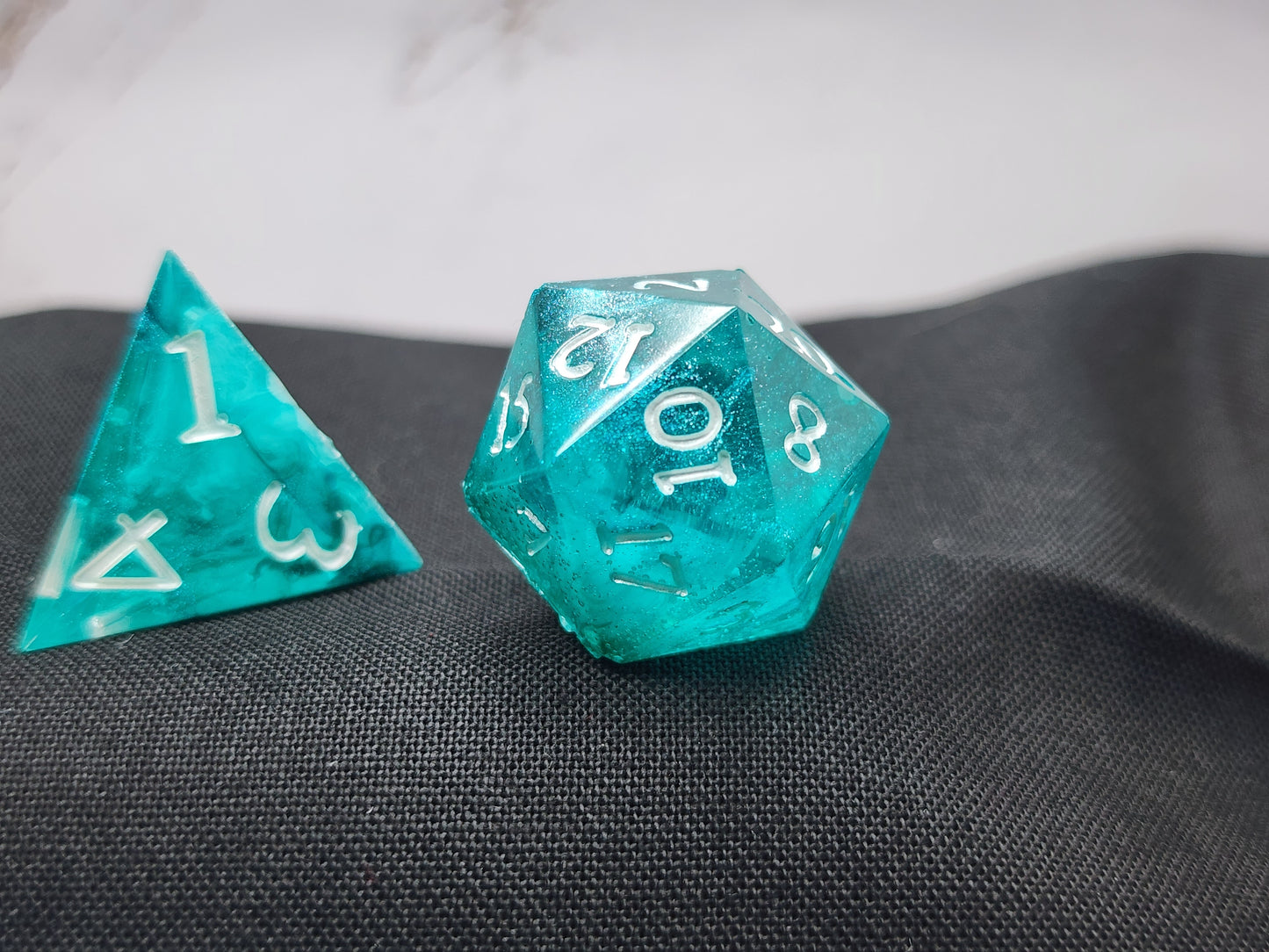 Iridescent Teal Shimmer Dice Set