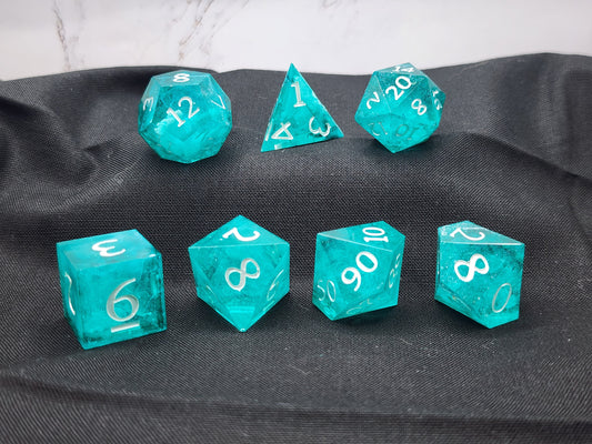 Iridescent Teal Shimmer Dice Set