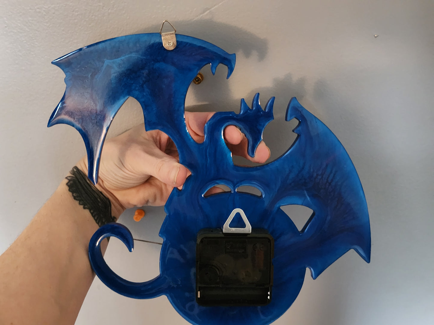 Flying Dragon Silhouette Clock Blue