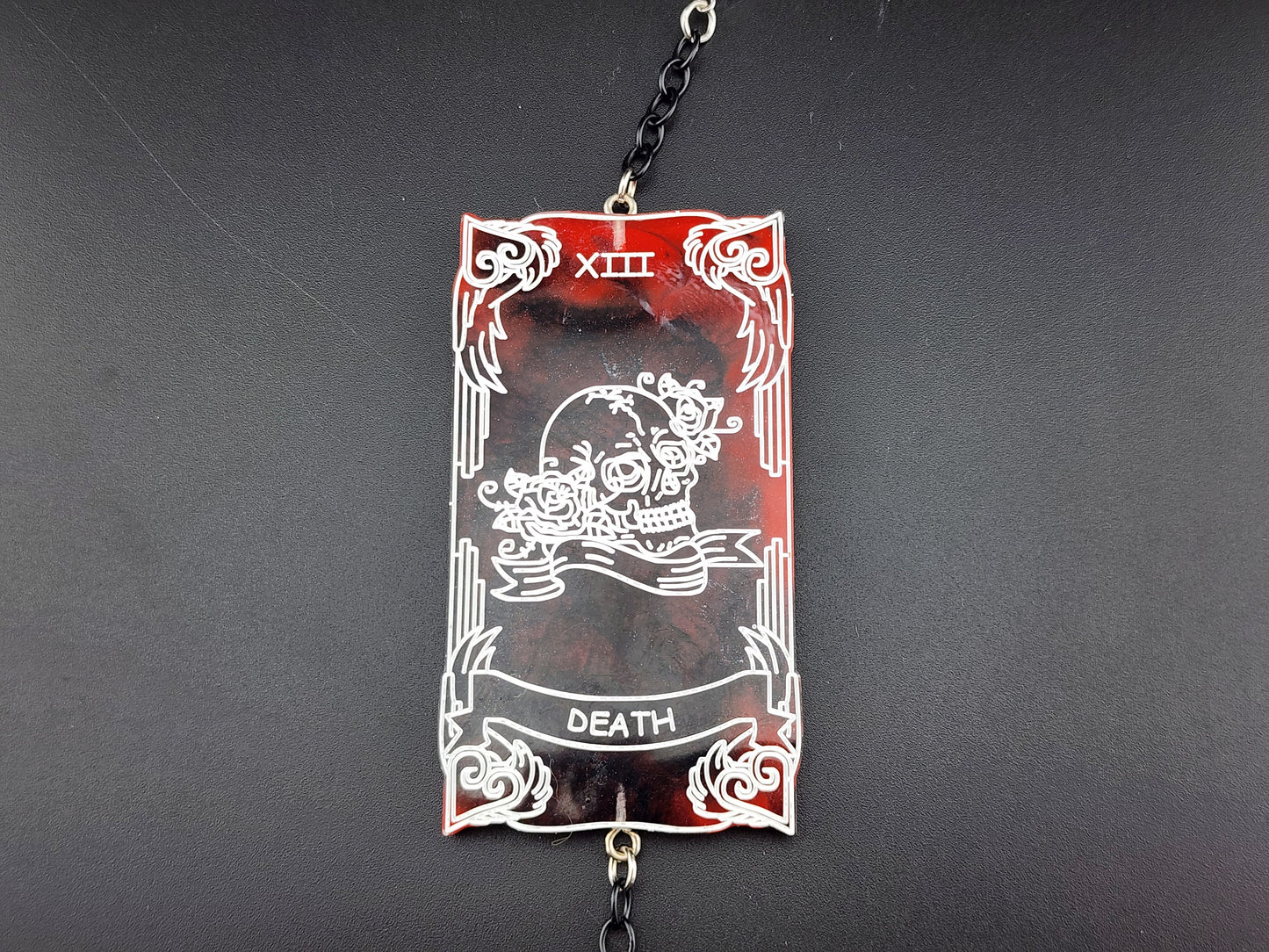 Death Red and Black Hanging Tarot Card