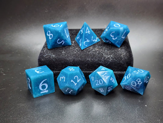 Marbled Blue Pearl Dice Set