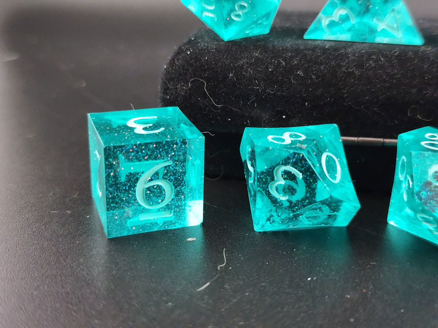 Teal Sparkle Dice Set