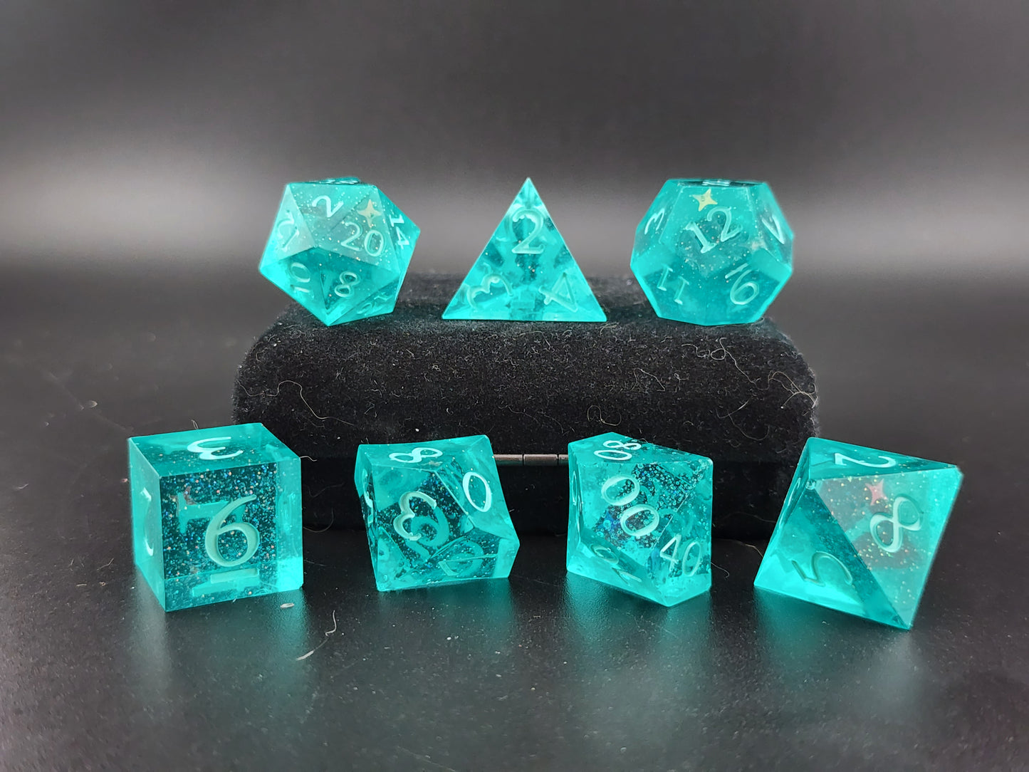 Teal Sparkle Dice Set