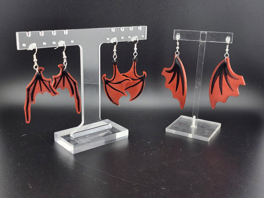 Red and Black Dragon Wing Earrings