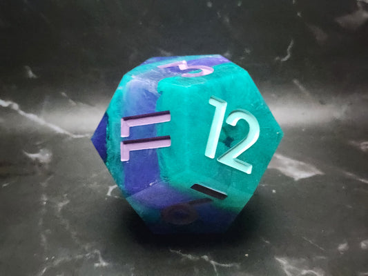 Teal and Purple Striped D12 "Chonky"