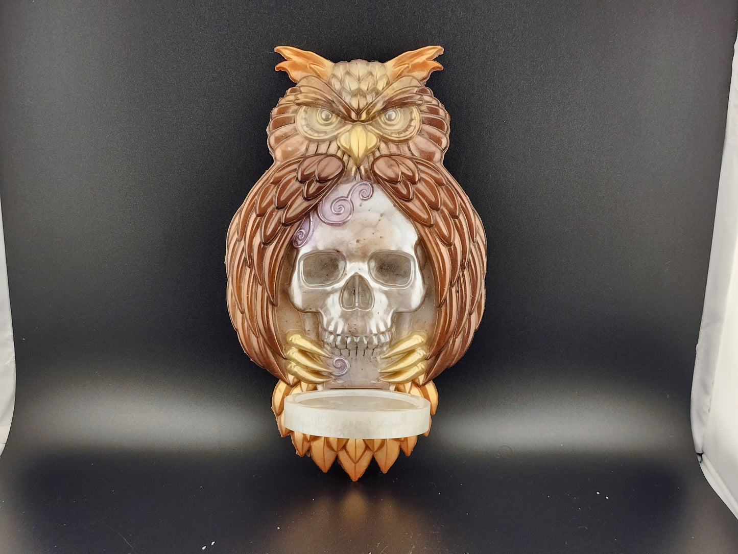 Owl Holding Skull Tealight Holder