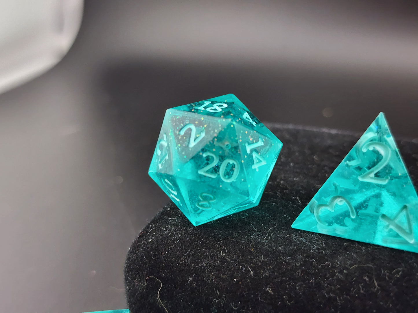 Teal Sparkle Dice Set