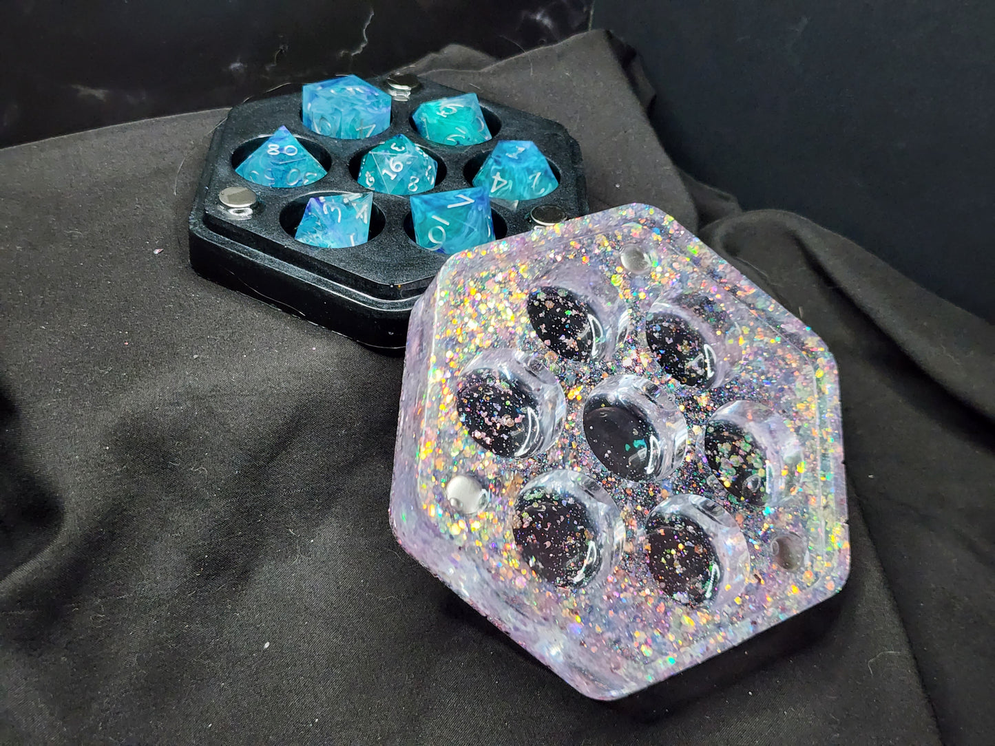 Hexagon Dice Box - Opal Glitter